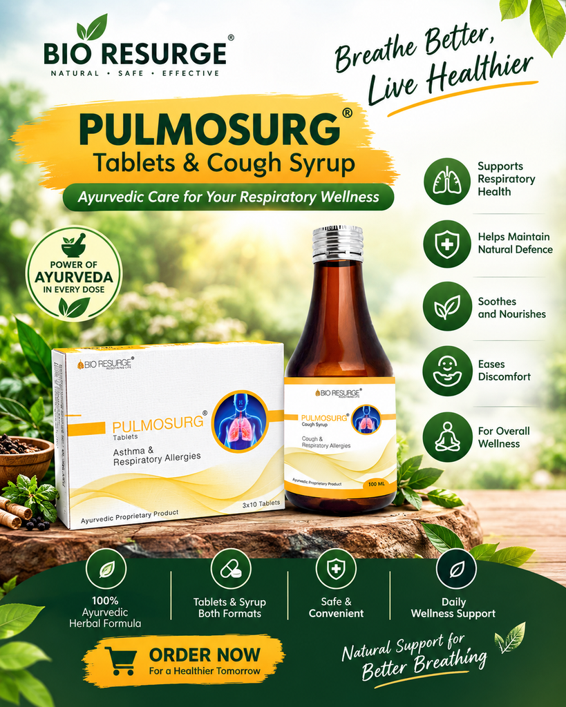PULMOSURG Ayurvedic Proprietary Product – Tablets & Cough Syrup