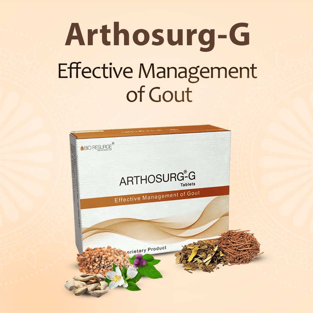 Arthosurg-G | High Uric Acid Medication | Reduces Gout Symptoms - Pack of 30 Tablets: One piece MRP (Inclusive of all taxes):Rs.300/- Net Weight 21gm.