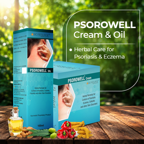 Bio Resurge Psorowell Herbal Skin Oil + Cream for Psoriasis & Seborrhea Care | Ayurvedic Oil for Dry, Itchy, Red & Irritated Skin | Supports Skin Regeneration | Helps Manage Eczema & Scaly Skin | For Men & Women