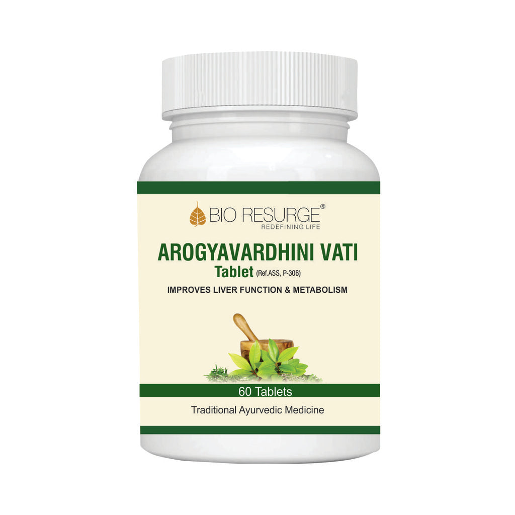 AROGYAVARDHINI VATI Tablet for  IMPROVES LIVER FUNCTION & METABOLISM: One Bottle MRP (Inclusive of all taxes):Rs.390/- Net Weight 30gm/