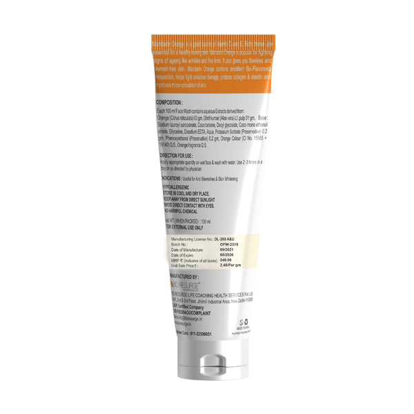 Anashwara Mandarin Orange Face Wash for Skin Whitening and Lightening: One piece MRP (Inclusive of all taxes):Rs.240/- Net Weight 100ml