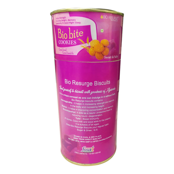 Bio Resurge Healthy Biscuits meeting your Nutritional Requirements : One piece MRP (Inclusive of all taxes):Rs.280/- Net Weight 200gm