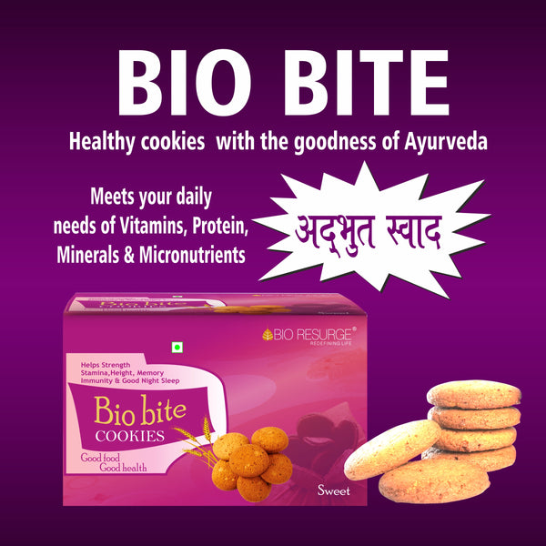 Bio Resurge Healthy Biscuits meeting your Nutritional Requirements : One piece MRP (Inclusive of all taxes):Rs.120/- Net Weight 100gm