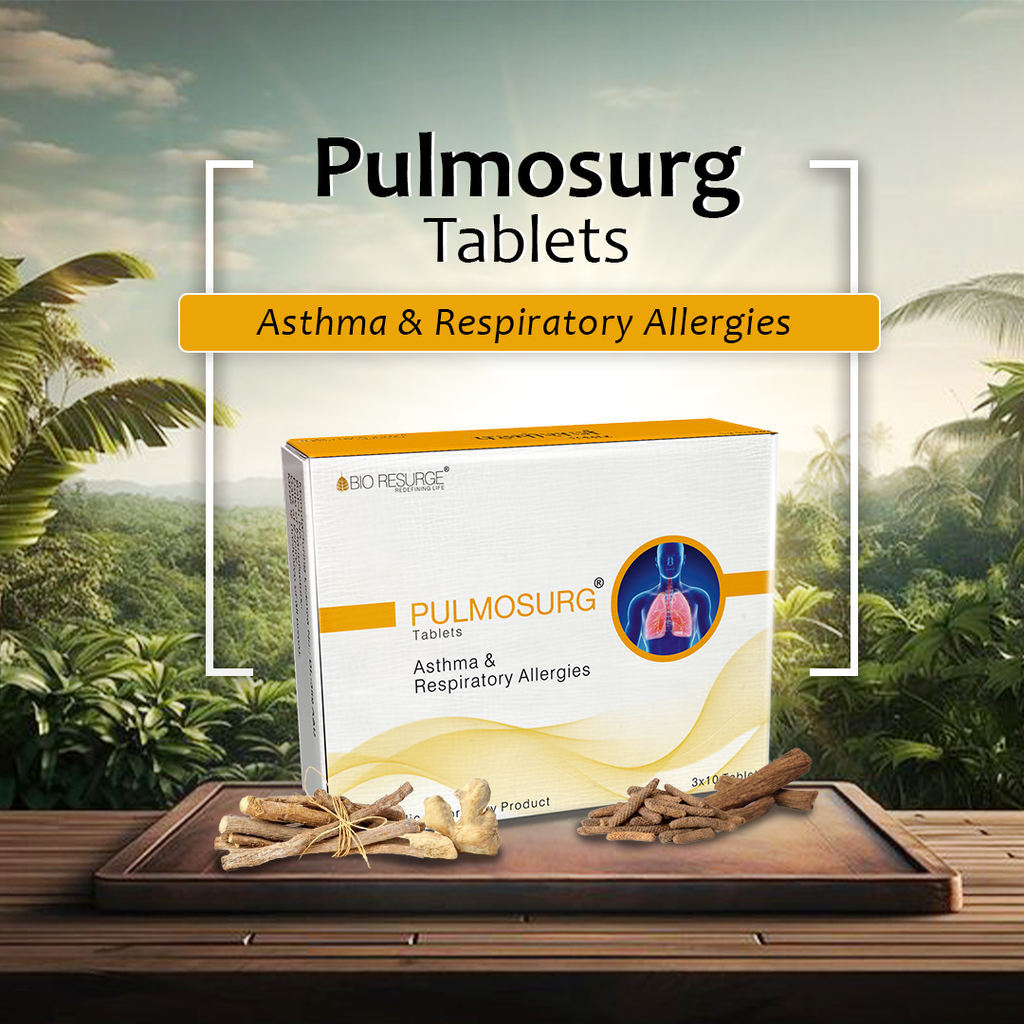 Bio Resurge Pulmosurg Tablets Helps Lungs Related Infections: One piece MRP (Inclusive of all taxes):Rs.300/- Net Weight 22.5gm