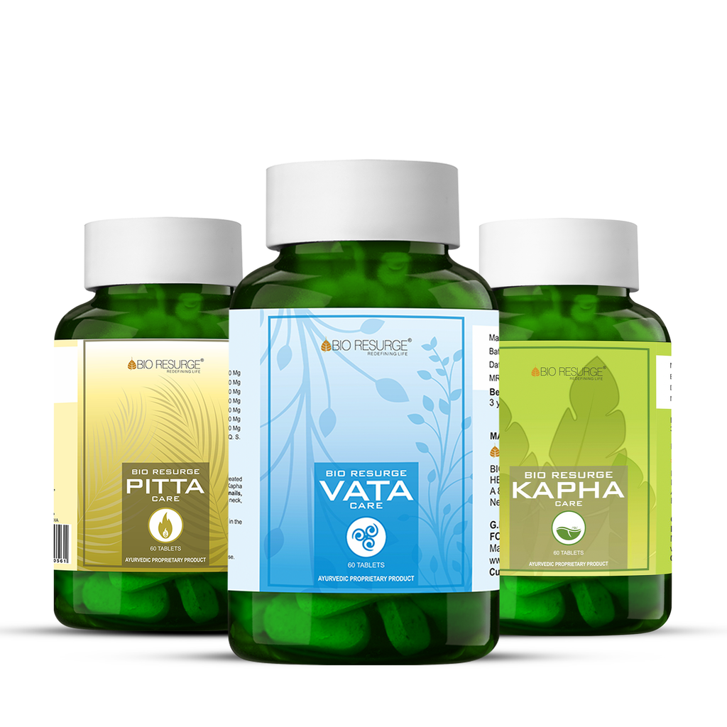 Bio Resurge Tridosha Ayurveda Tablets - Vatta,Pitta,Kapha Dosha|Balance Medicine 100%Natural -1000mg(60Tablets): One piece MRP (Inclusive of all taxes):Rs.530/- Net Weight 60gm