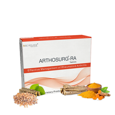 Bio Resurge Rheumatoid Arthritis Ayurvedic Medicine (Arthosurge-RA): Pack of 30 Tablets, One piece MRP (Inclusive of all taxes):Rs.300.00/- Net Weight 21gm
