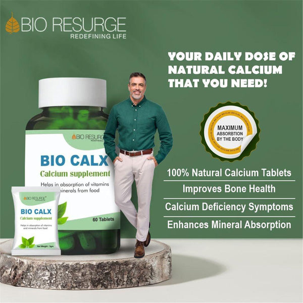 Bio Resurge Biocalx Natural Calcium Tablets | Helps in Bone Health, undescribed body pain & Arthritis: One piece MRP (Inclusive of all taxes):Rs.350.00/- Net Weight 45gm