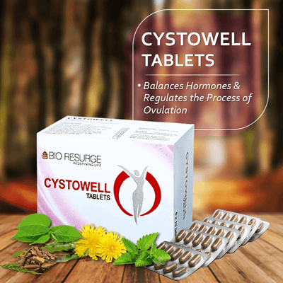 Cystowell for management of PCOD and hormonal imbalance | Reduces PCOD Problems: Pack of 60 Tablets, One piece M.R.P. (Inclusive of all taxes):Rs.588.00/- Net Weight 45gm