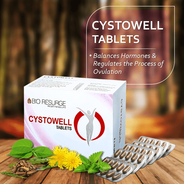 Cystowell for management of PCOD and hormonal imbalance | Reduces PCOD Problems: Pack of 60 Tablets, One piece M.R.P. (Inclusive of all taxes):Rs.588.00/- Net Weight 45gm