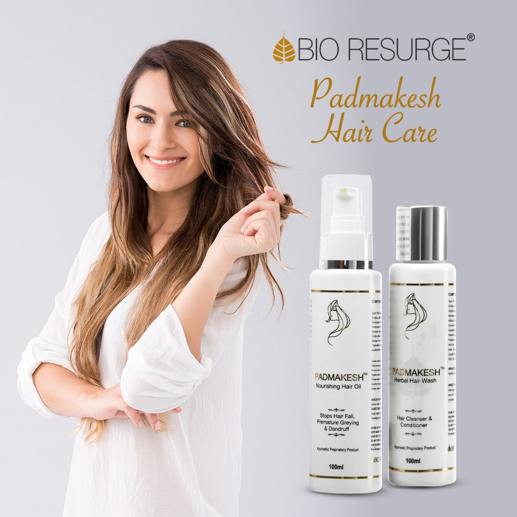 Bio Resurge Padmakesh Herbal Hair Wash Shampoo & Bio Resurge Padmakesh Nourishing Hair Oil COMBO Bio Resurge