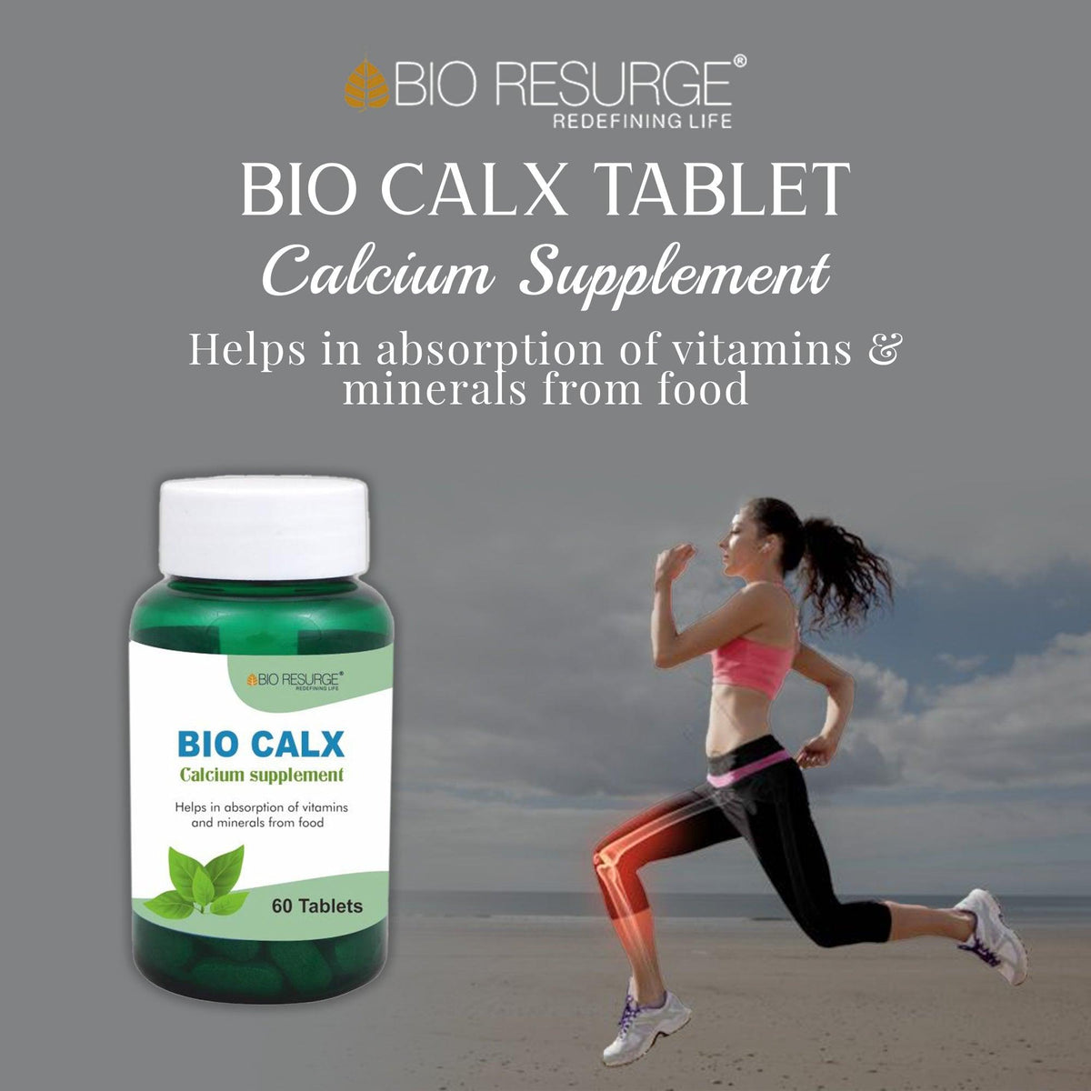 Bio Resurge Biocalx Natural Calcium Tablets | Helps in Bone Health, un