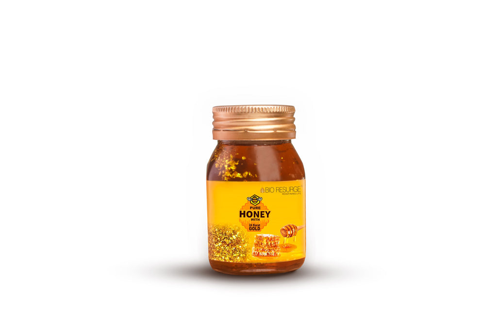Honey With Gold 100% Pure Raw and Unprocessed Honey Bio Resurge