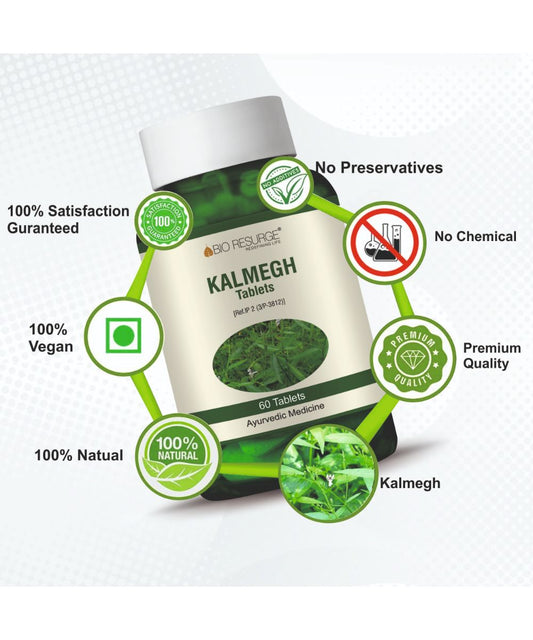 Kalmegh Tablet | Natural Liver Supplement | Liver Detox | Ayurveid Medicine for Purify Liver Cells & reduce bad bacteria | Andographins 750 mg each tablet (60 tablets)