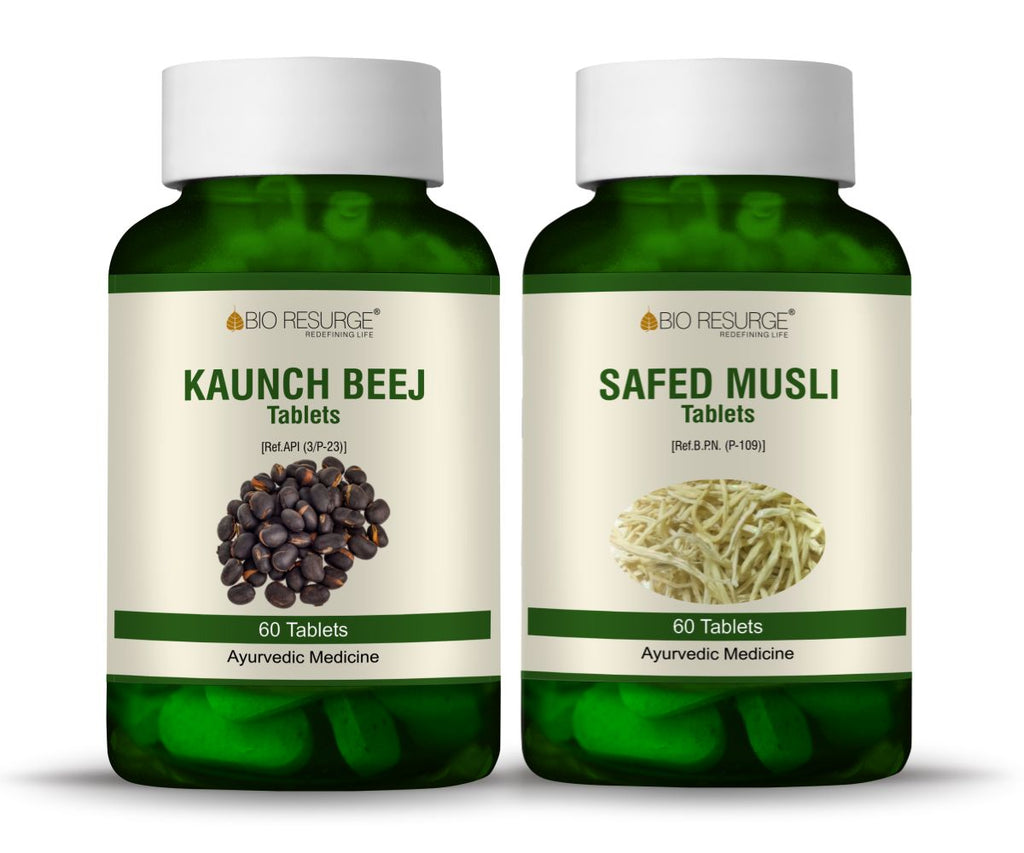 Bio Resurge Kaunch Beej  Safed Musli boost testosterone and sperm count Tablets - 750 mg (120 Tablets) : One piece MRP (Inclusive of all taxes):Rs.540.00/- Net Weight 90gm
