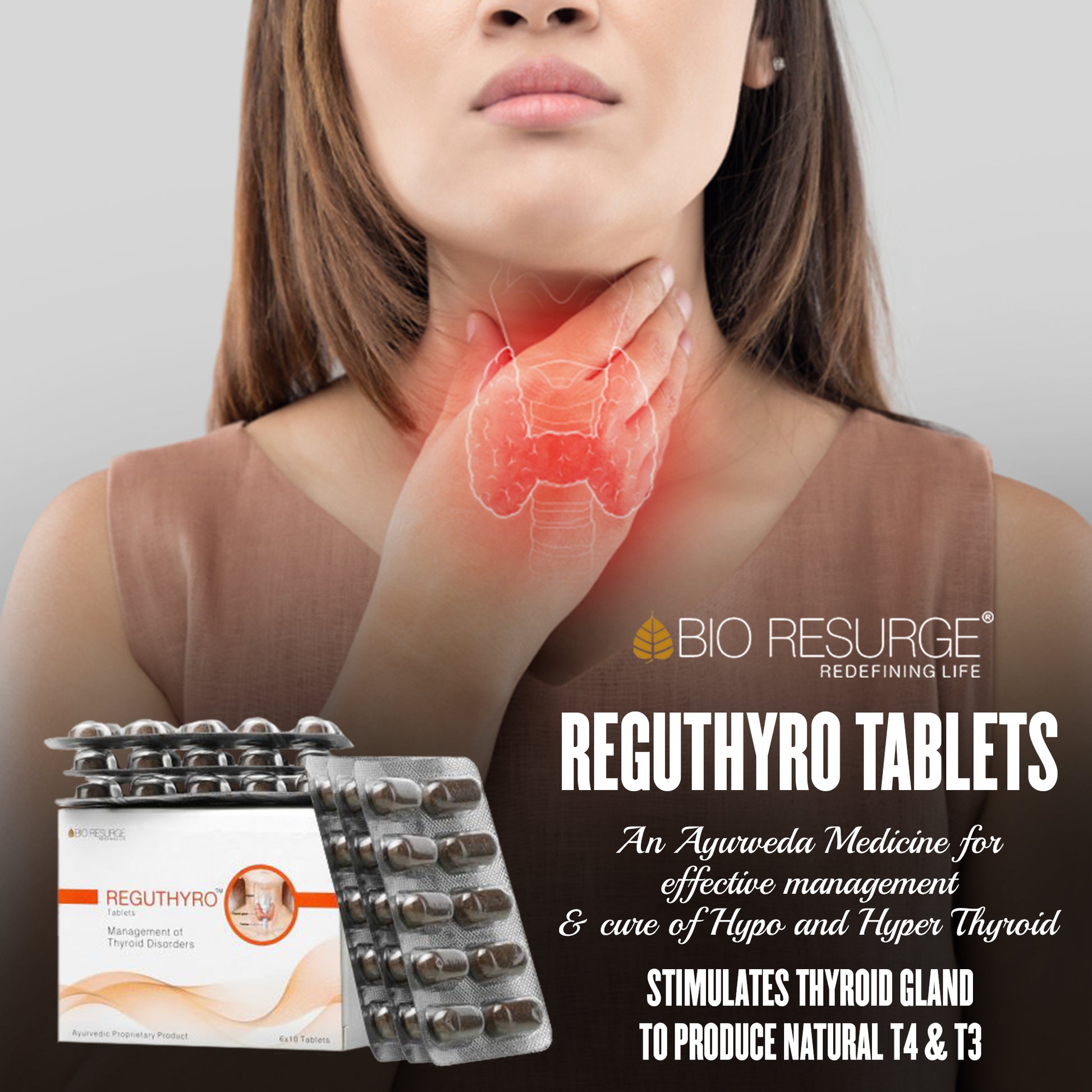 Reguthyro an Ayurveda Medicine for effective management and cure of Hypo and hyper Thyroidism Bio Resurge